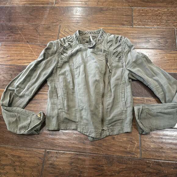 Free People Jackets & Blazers - Free People Women's Olive Green Cropped Military Jacket